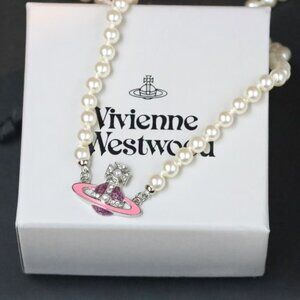 Vivienne Westwood Roxanne Pink Pearl Necklace